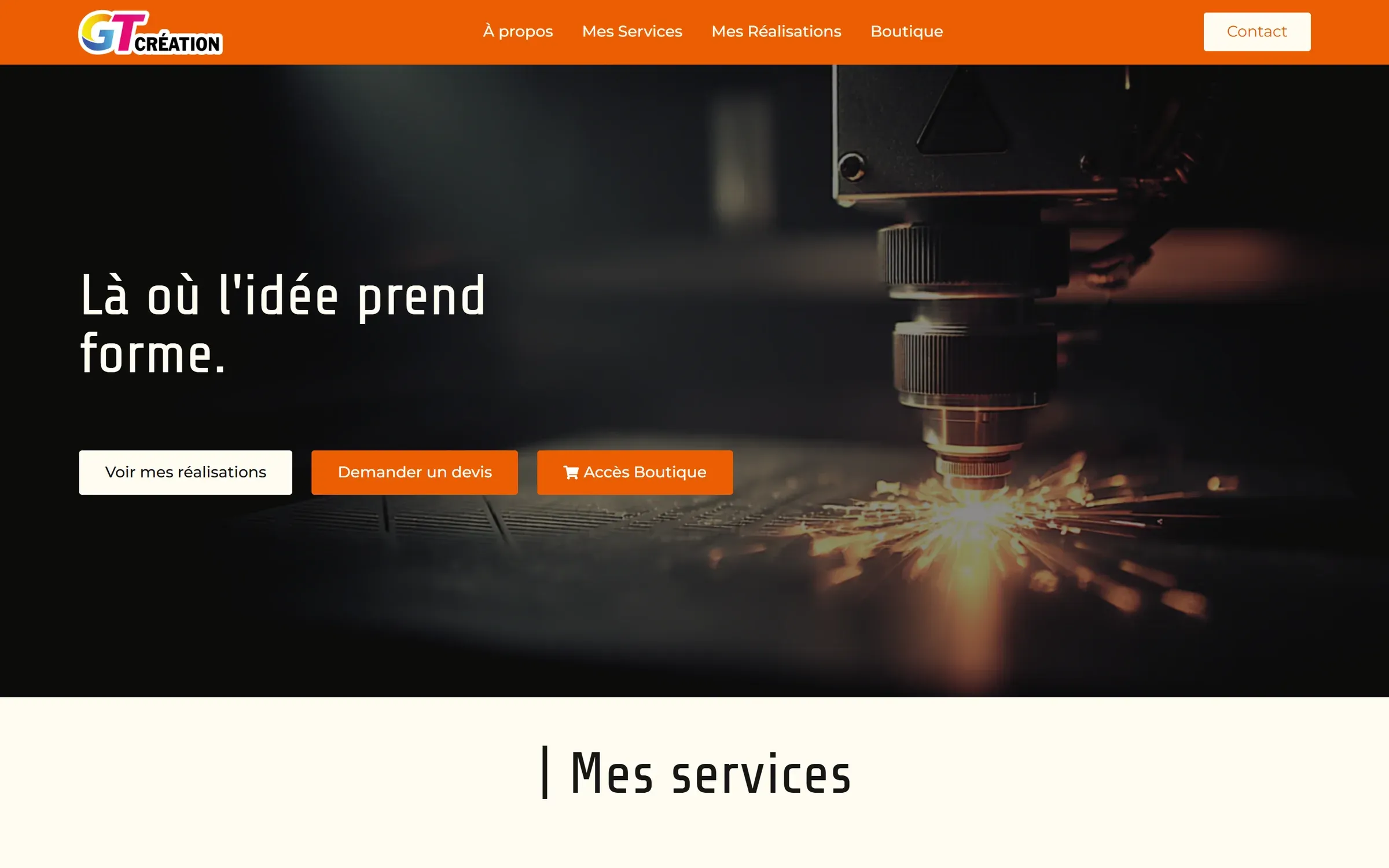 Page d'accueil du site GT Création La Fabrik